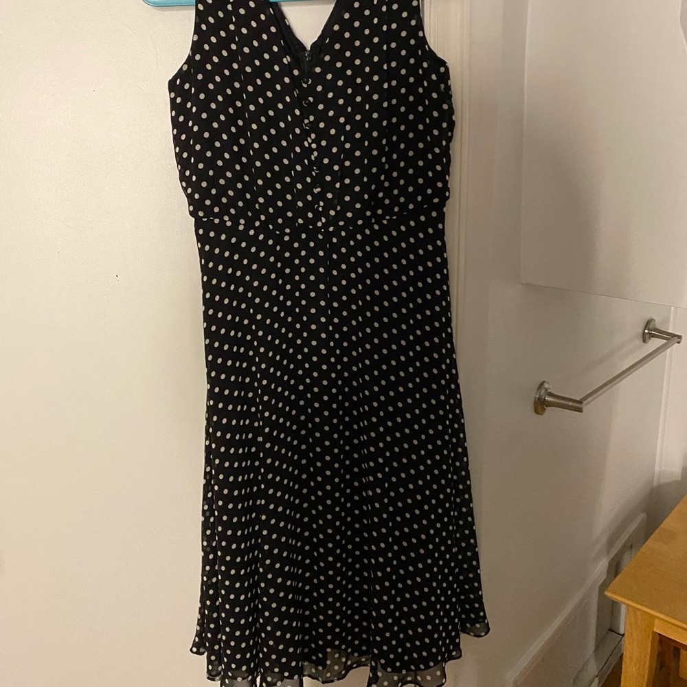 Black polka dot midi dress